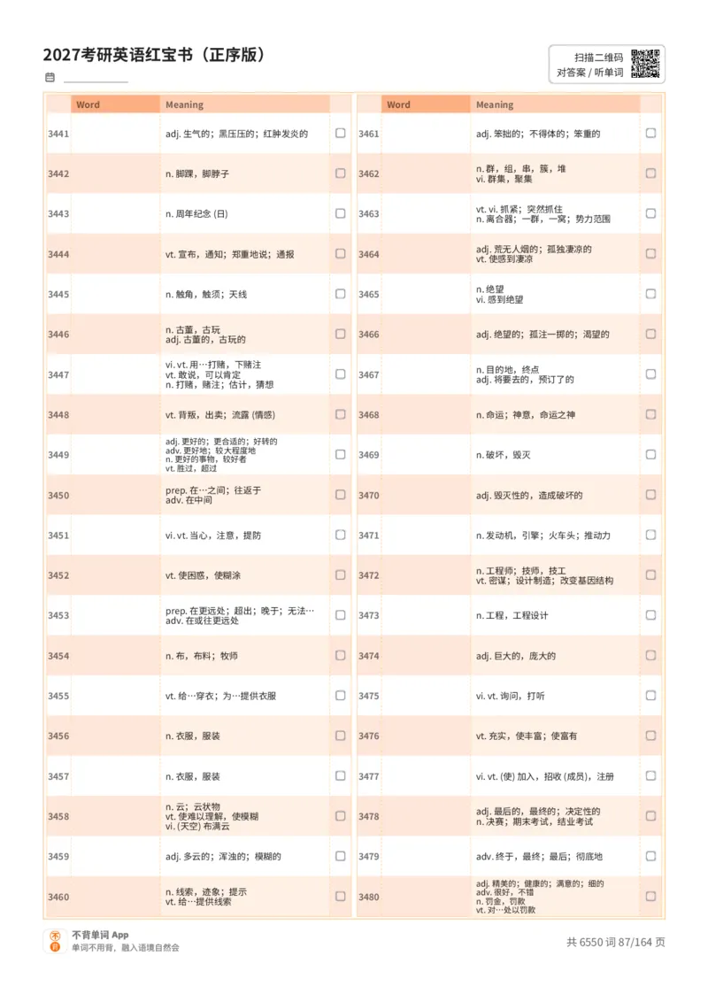 2027考研英语红宝书（正序版）中文词表_27考研真题_考研英语一、二真题+解析（1994-2026）_03.红宝书_默写本(含正序、乱序、中英对照版)_正序版-对照中文默写