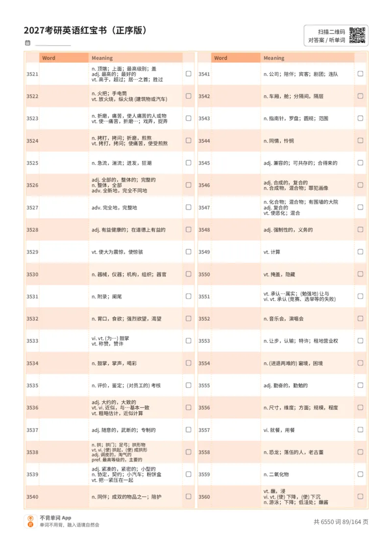 2027考研英语红宝书（正序版）中文词表_27考研真题_考研英语一、二真题+解析（1994-2026）_03.红宝书_默写本(含正序、乱序、中英对照版)_正序版-对照中文默写