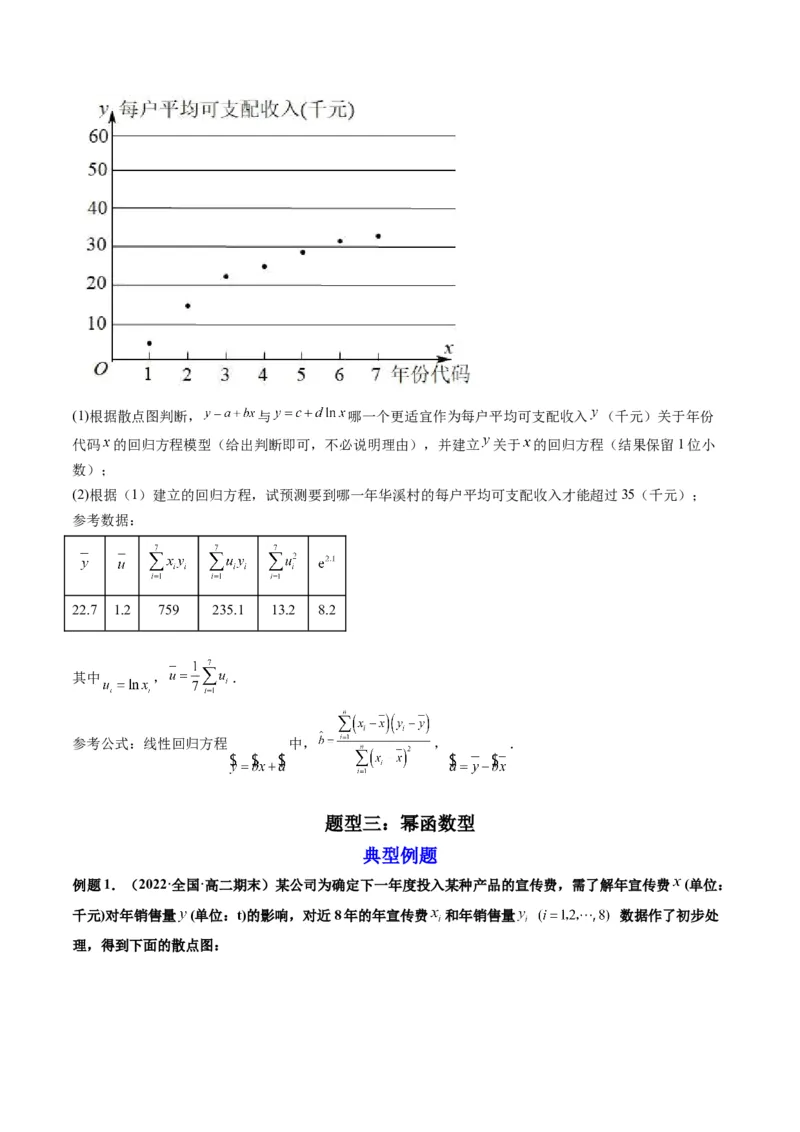第04讲拓展一：非线性经验回归方程(精讲）（学生版）_02高考数学_新高考复习资料_2023年新高考资料_一轮复习_2023新高考数学一轮复习讲练测（新教材新高考）