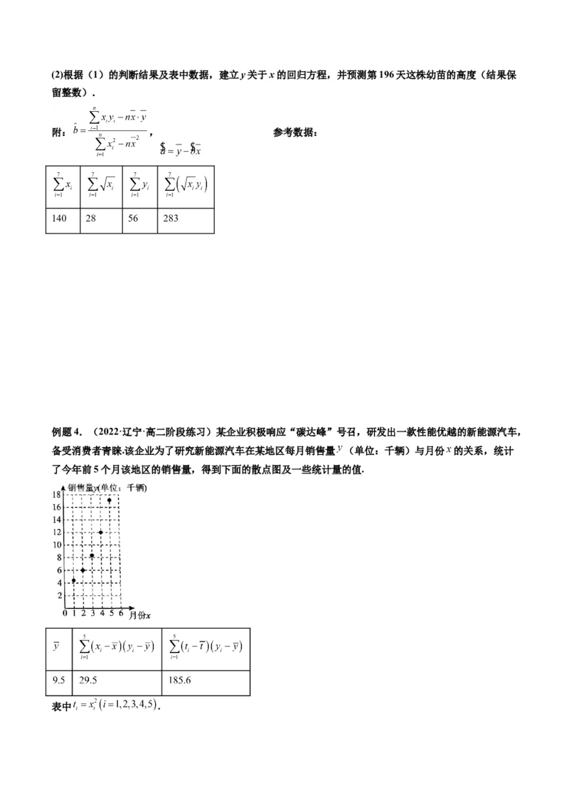 第04讲拓展一：非线性经验回归方程(精讲）（学生版）_02高考数学_新高考复习资料_2023年新高考资料_一轮复习_2023新高考数学一轮复习讲练测（新教材新高考）