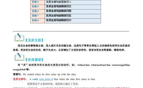 第03讲读后续写之无&ldquo;灵&rdquo;主语+有&ldquo;灵&rdquo;谓语（讲义）_03高考英语_新高考复习资料_2024年新高考资料_一轮复习资料_完2024年高考英语一轮复习讲练测(课件+讲义+练习)（新高考）