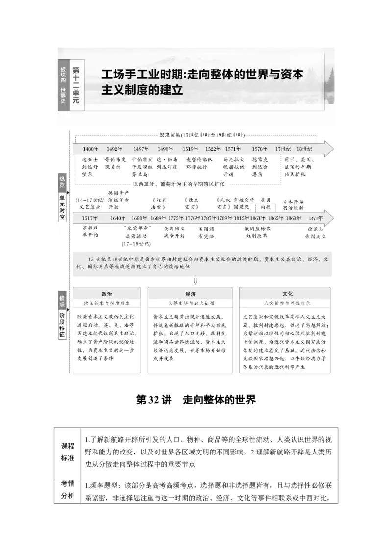 板块四　第十二单元　第32讲　走向整体的世界_07高考历史_2025年新高考资料_一轮复习_2025高考大一轮复习讲义+课件精准备考2025年新高三历史一轮复习备课课件（完结）