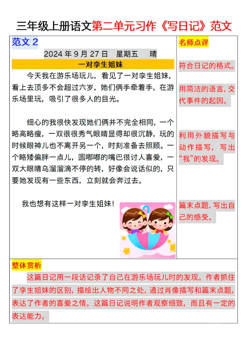 三年级上册语文第二单元习作《写日记》范文_小学1-6年级常用的上册资源汇总_三年级上册资料(1)