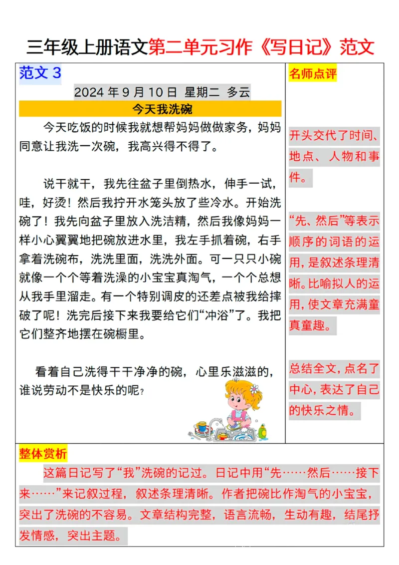 三年级上册语文第二单元习作《写日记》范文_小学1-6年级常用的上册资源汇总_三年级上册资料(1)