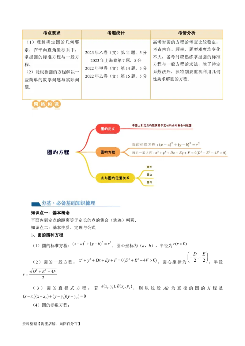 第03讲圆的方程（八大题型）（讲义）（解析版）_02高考数学_新高考复习资料_2024年新高考资料_一轮复习资料_完2024年高考数学一轮复习讲练测(课件+讲义+练习)（新高考）