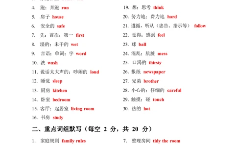 2026春人教版英语四下知识清单Unit2完整版_4下-新英语人教PEP版（2026持续更新）_08知识清单（全册）_08.知识清单