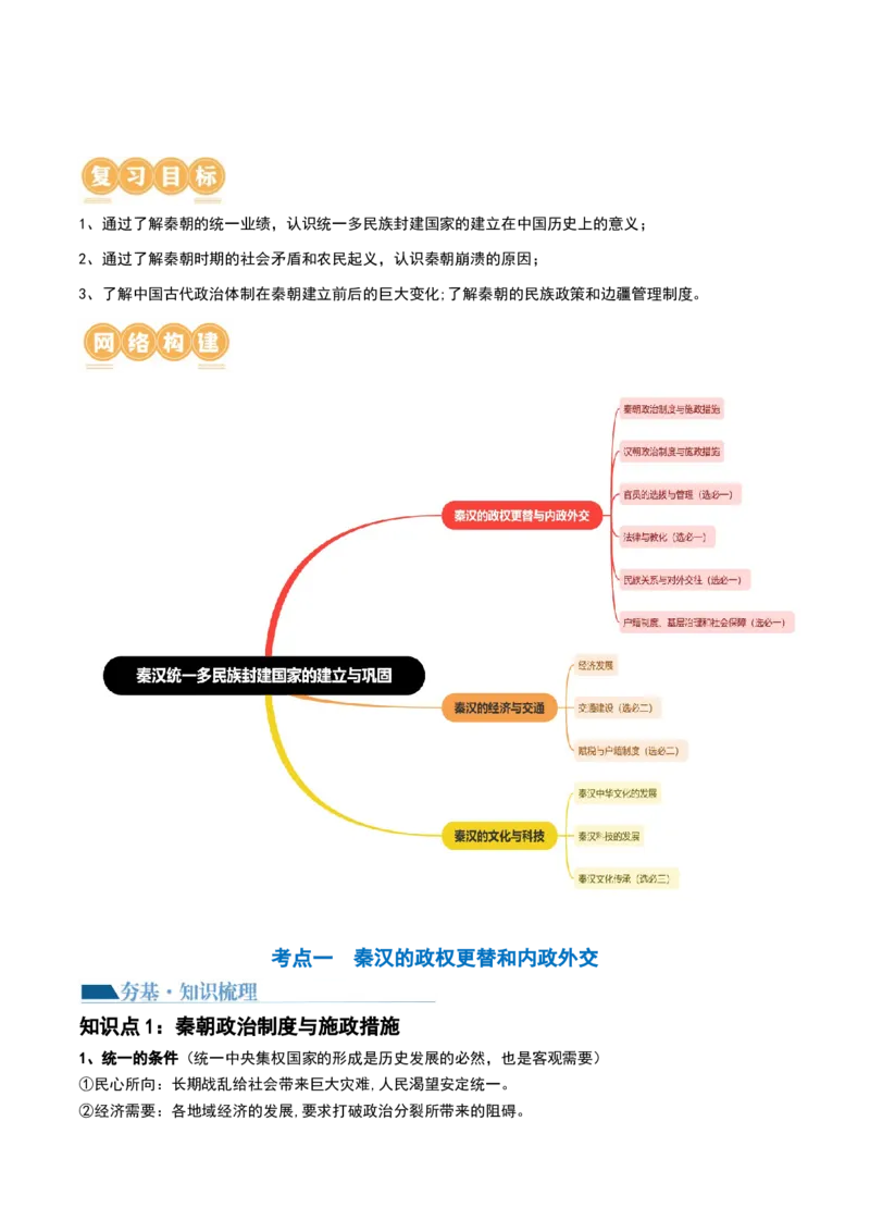 第03讲秦汉统一多民族封建国家的建立与巩固（讲义）（解析版）_07高考历史_2024年新高考资料_1.2024一轮复习_2024年高考历史一轮复习讲练测（新教材新高考）