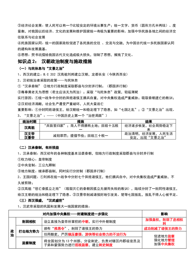 第03讲秦汉统一多民族封建国家的建立与巩固（讲义）（解析版）_07高考历史_2024年新高考资料_1.2024一轮复习_2024年高考历史一轮复习讲练测（新教材新高考）