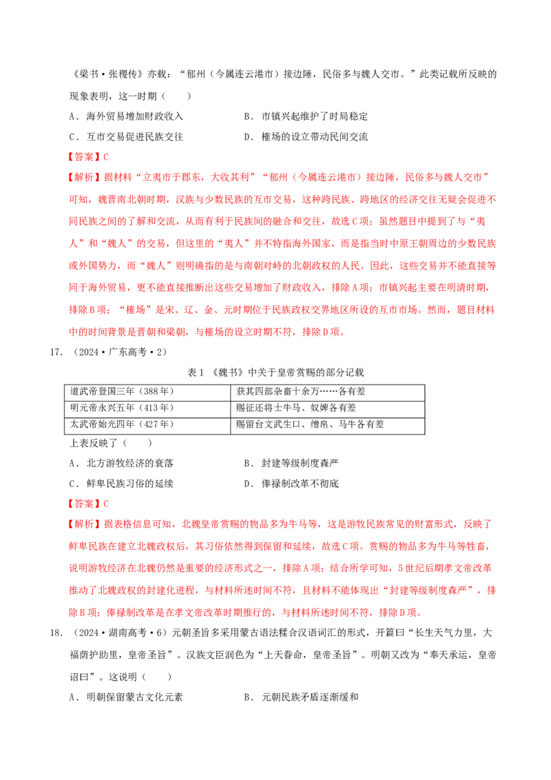 热点01历史视角下的2025年非遗春晚（练习）（解析版）_07高考历史_2025年新高考资料_二轮复习_01高考语文等多个文件_上好课2025年高考历史二轮复习讲练测（新高考通用）