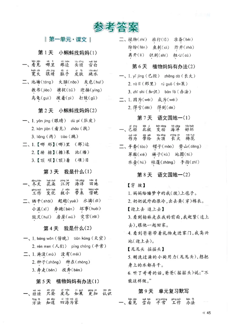 二上语文全册每日10分钟默写小纸条80天（含答案55页）(1)_小学1-6年级常用的上册资源汇总_二年级上册资料(1)