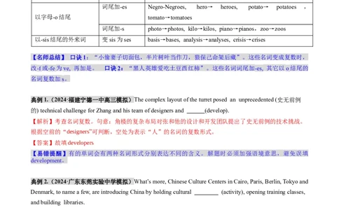 第01讲名词（讲义）（解析版）_03高考英语_新高考复习资料_2025年新高考复习_2025年高考英语一轮复习讲练测（新教材新高考，含2024年高考真题）_语法