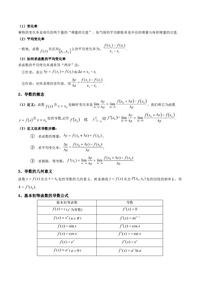 第01讲导数的概念及运算(精讲+精练）（学生版）_02高考数学_新高考复习资料_2023年新高考资料_一轮复习_2023新高考数学一轮复习讲练测（新教材新高考）