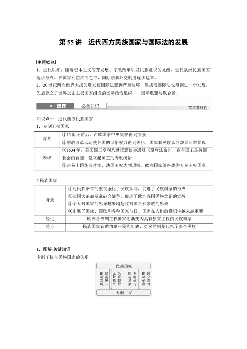 版块五　第十六单元　第55讲　近代西方民族国家与国际法的发展_07高考历史_2025年新高考资料_一轮复习_2025高考大一轮复习历史（人教版）_配套word版文档板块一第2单元&mdash;板块四