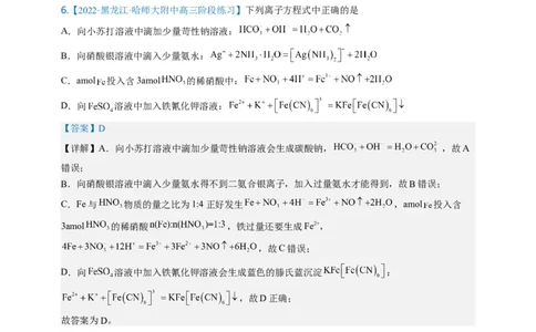 点击04『进阶方程』离子方程式--2023年高考化学热点&middot;重点&middot;难点（全国通用）（解析版）_05高考化学_通用版（老高考）复习资料_2023年复习资料_专项复习