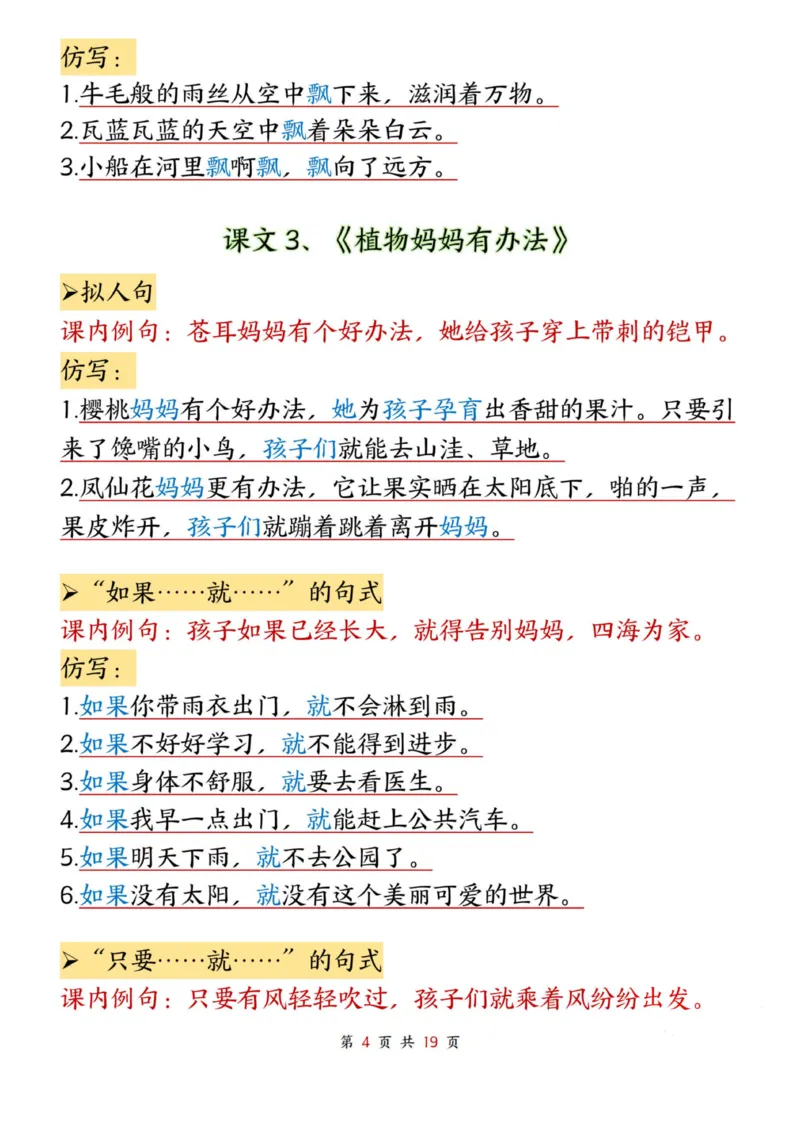 二年级上册语文仿写句子(1)_小学1-6年级常用的上册资源汇总_一年级上册资料