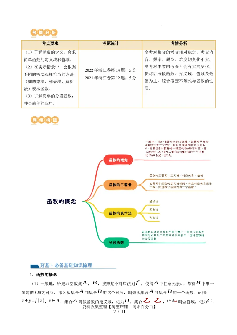 第01讲函数的概念（八大题型）（讲义）（原卷版）_02高考数学_新高考复习资料_2024年新高考资料_一轮复习资料_完2024年高考数学一轮复习讲练测(课件+讲义+练习)（新高考）