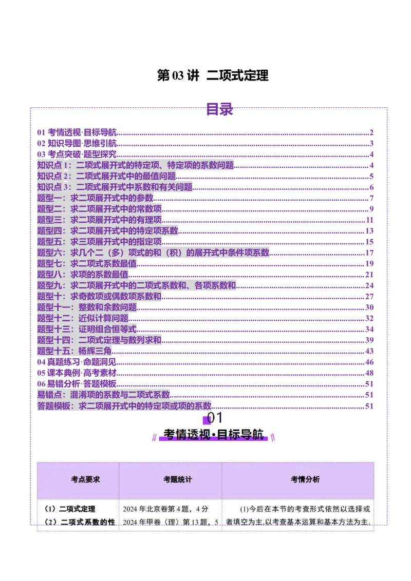 第03讲二项式定理（十五大题型）（讲义）（解析版）_2025年新高考资料_一轮复习_2025年高考数学一轮复习讲练测（新教材新高考，含2024高考真题）
