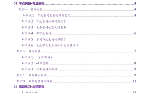 第01讲名词（讲义）（原卷版）_03高考英语_新高考复习资料_2025年新高考复习_2025年高考英语一轮复习讲练测（新教材新高考，含2024年高考真题）_语法