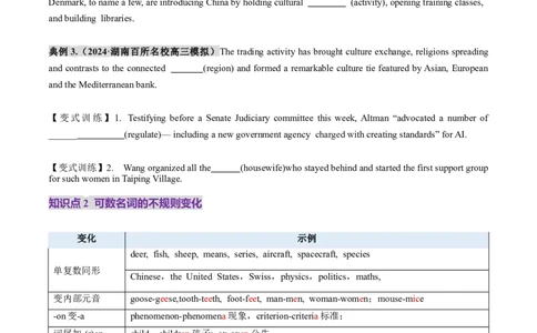 第01讲名词（讲义）（原卷版）_03高考英语_新高考复习资料_2025年新高考复习_2025年高考英语一轮复习讲练测（新教材新高考，含2024年高考真题）_语法