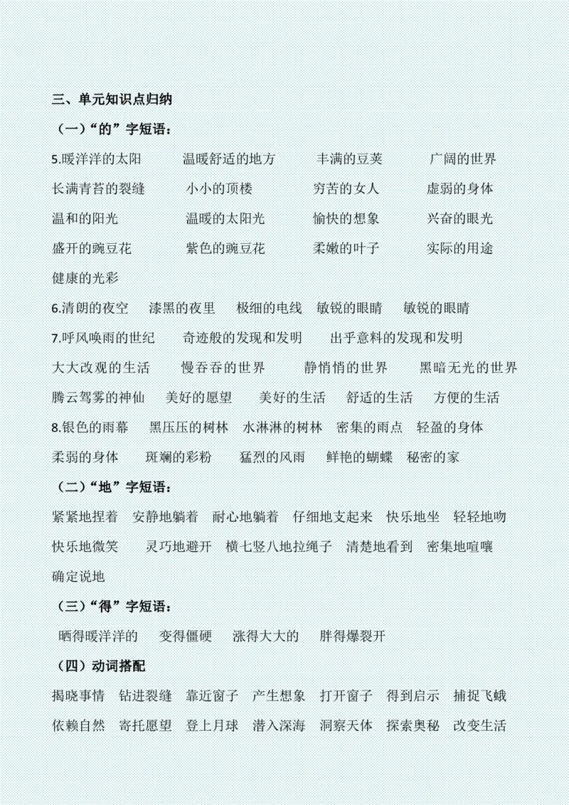 四年级上册各单元各课知识点归纳(1)_小学1-6年级常用的上册资源汇总_四年级上册资料(1)