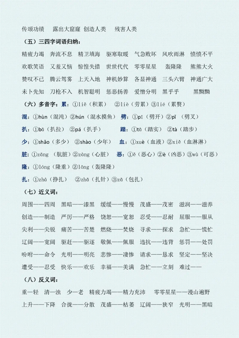 四年级上册各单元各课知识点归纳(1)_小学1-6年级常用的上册资源汇总_四年级上册资料(1)