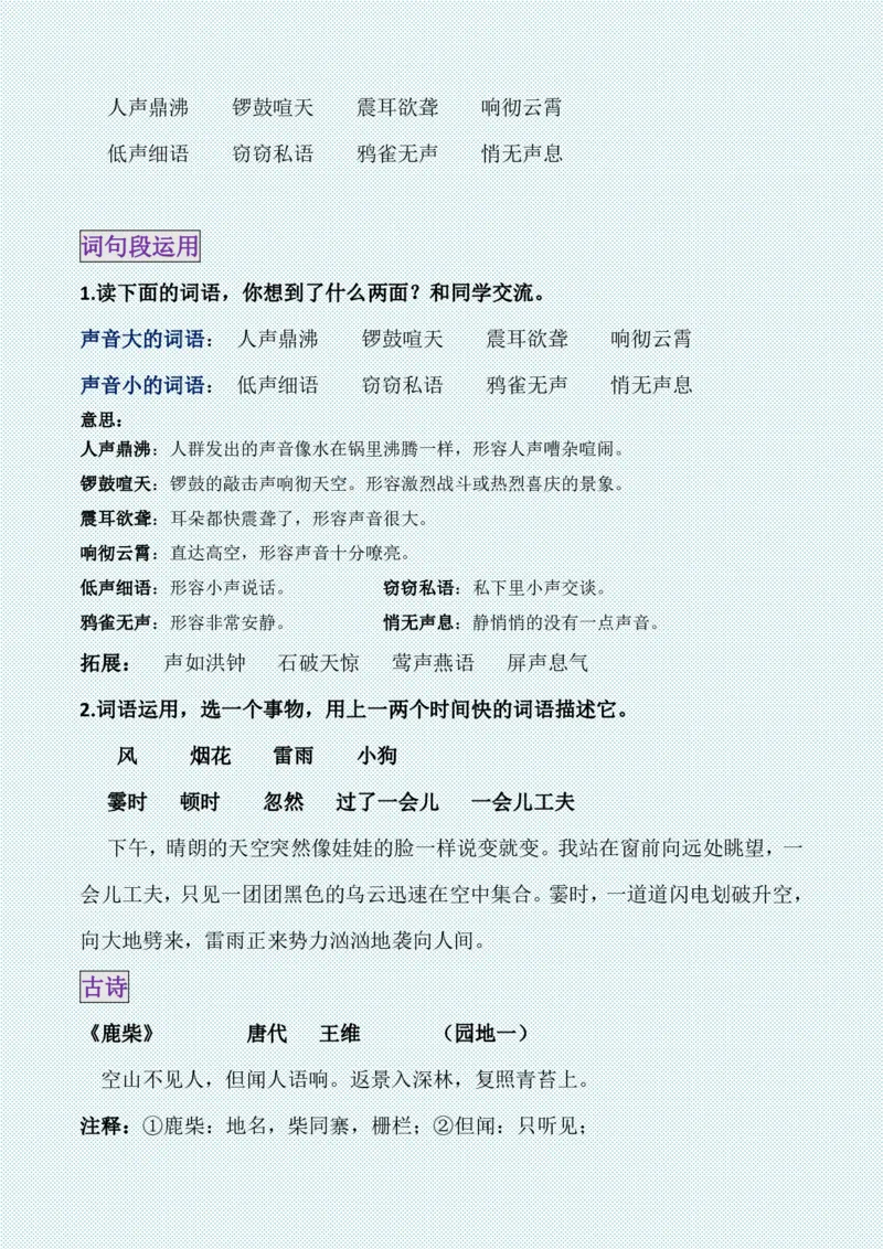 四年级上册各单元各课知识点归纳(1)_小学1-6年级常用的上册资源汇总_四年级上册资料(1)