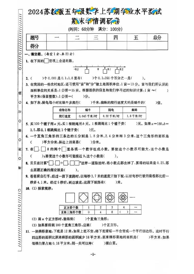 五年级期末数学苏教版_小学1-6年级常用的上册资源汇总_五年级上册资料(1)