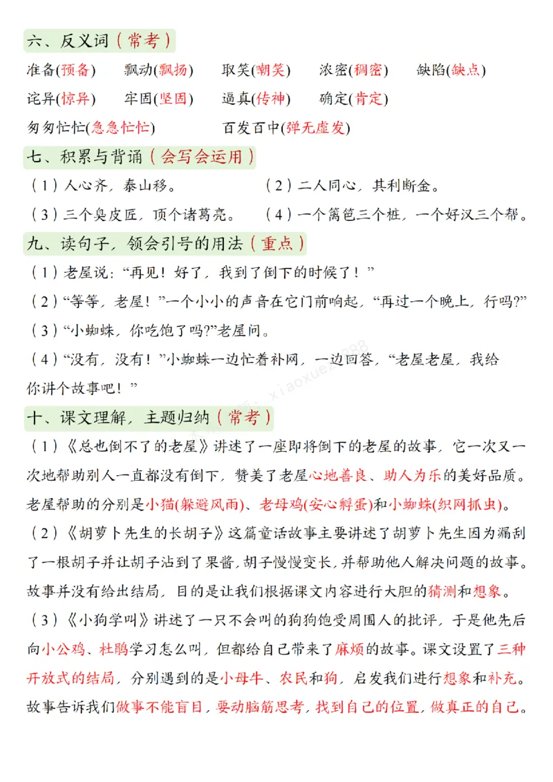 三（上）语文期中复习：1-4单元考点总结(1)(1)_小学1-6年级常用的上册资源汇总_三年级上册资料(1)