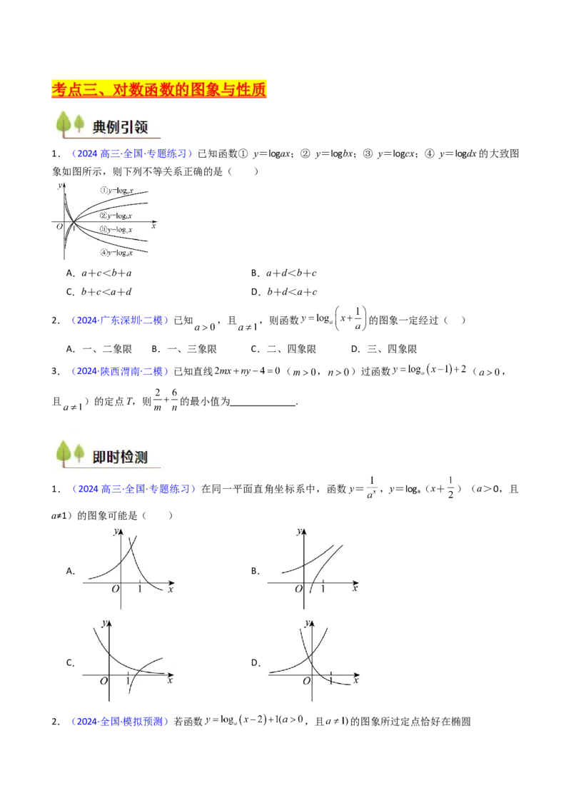 第04讲对数与对数函数（含对数型糖水不等式的应用）（学生版）_2025年新高考资料_一轮复习_备战2025年高考数学一轮复习考点帮_第二部分专项讲义_第二章函数与基本初等函数