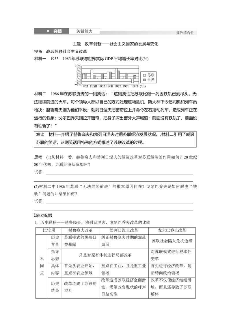 板块四　第十八单元　第60讲　社会主义国家的发展与变化_07高考历史_2025年新高考资料_一轮复习_2025高考大一轮复习讲义+课件精准备考2025年新高三历史一轮复习备课课件（完结）