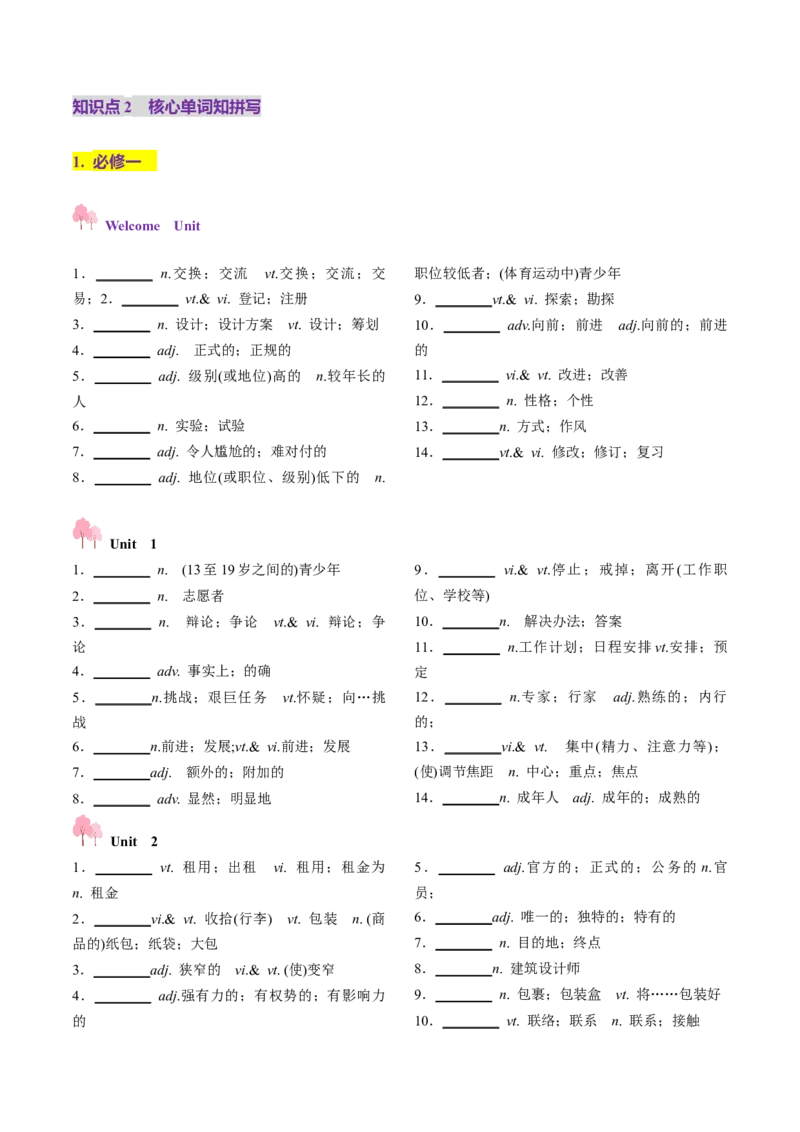 第01讲单词+短语（必修1~必修3）重点易考单词变形+词义辨析（讲义）（原卷版）_03高考英语_新高考复习资料_2025年新高考复习_词汇