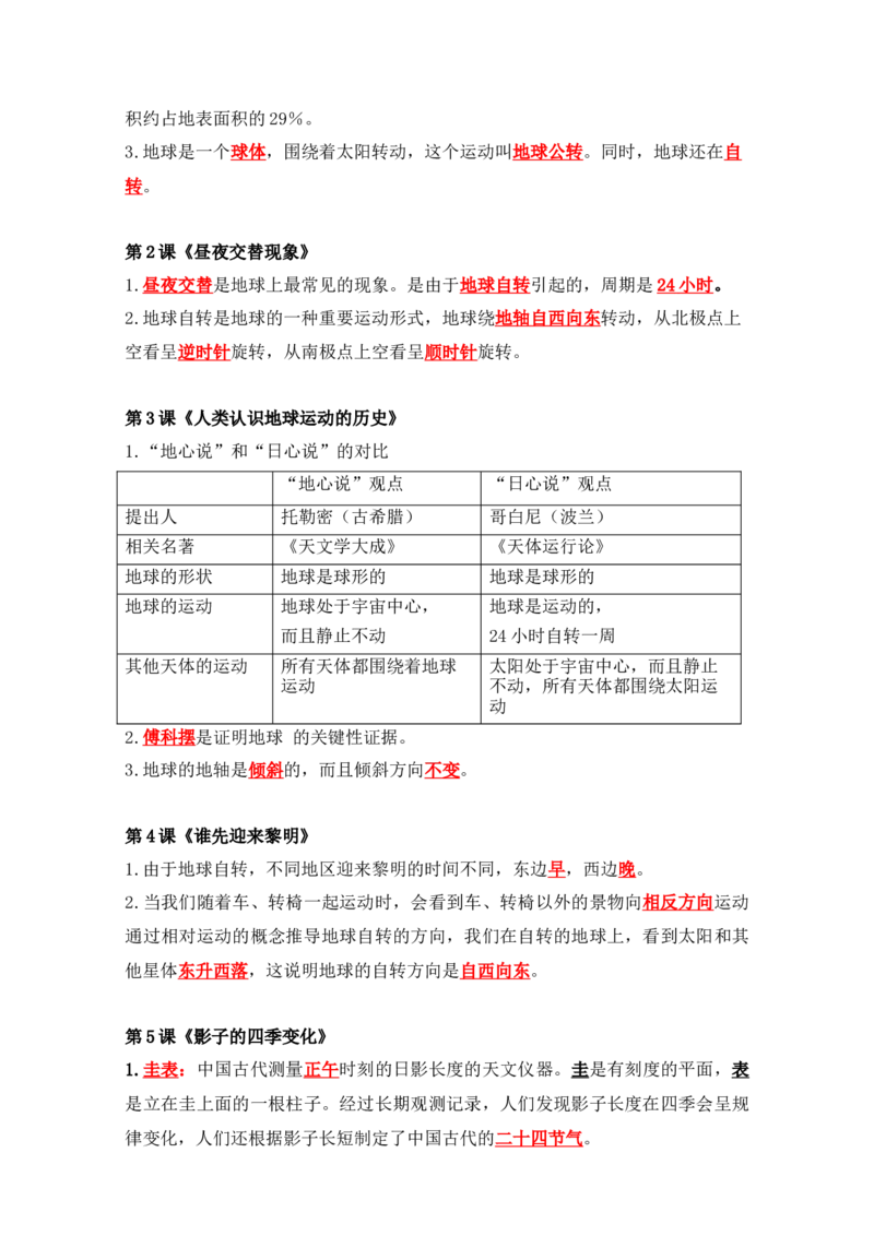 六上科学知识点总结(1)_小学1-6年级常用的上册资源汇总_六年级上册资料(1)