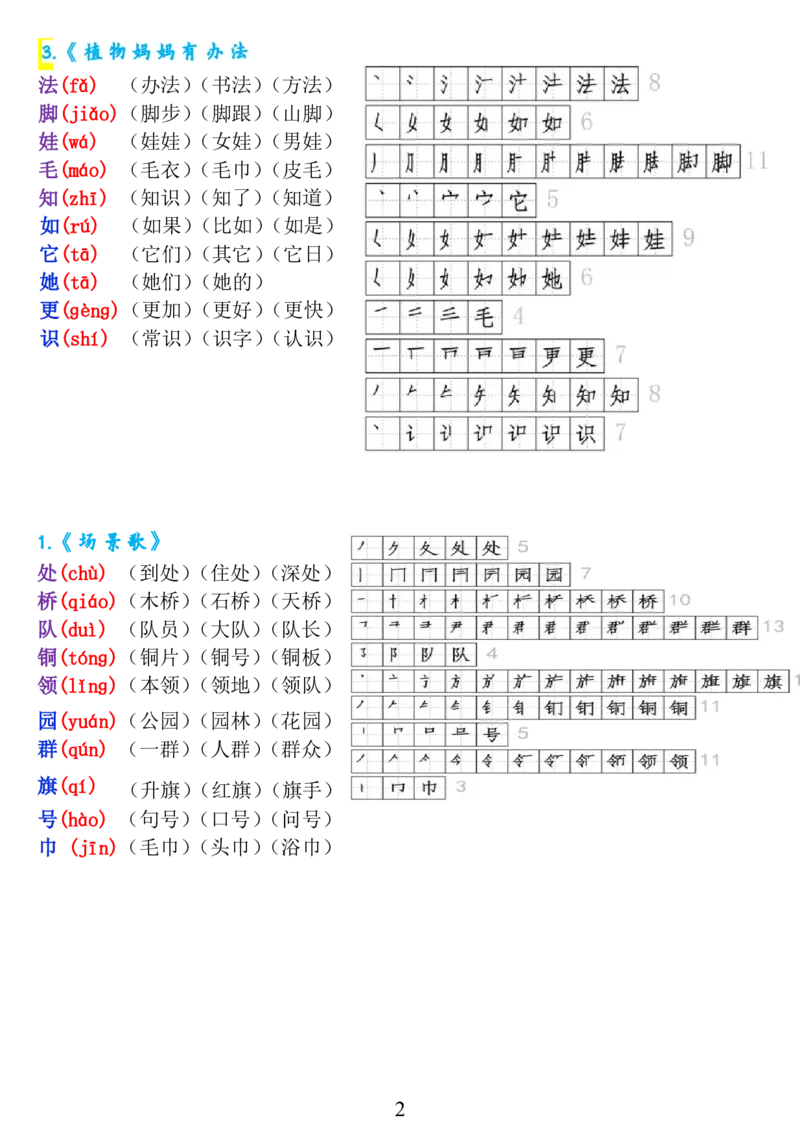 二上《生字拼音、笔顺、组词》-完整版_小学1-6年级常用的上册资源汇总_一年级上册资料