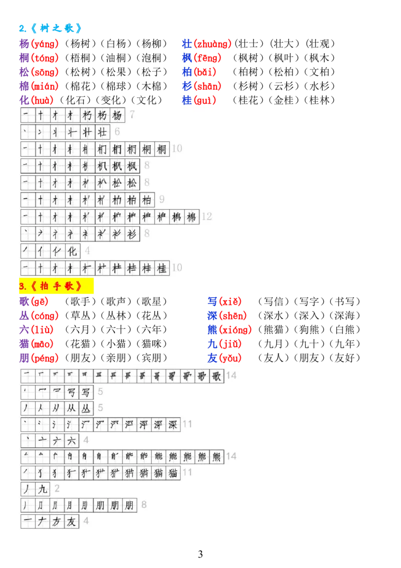 二上《生字拼音、笔顺、组词》-完整版_小学1-6年级常用的上册资源汇总_一年级上册资料