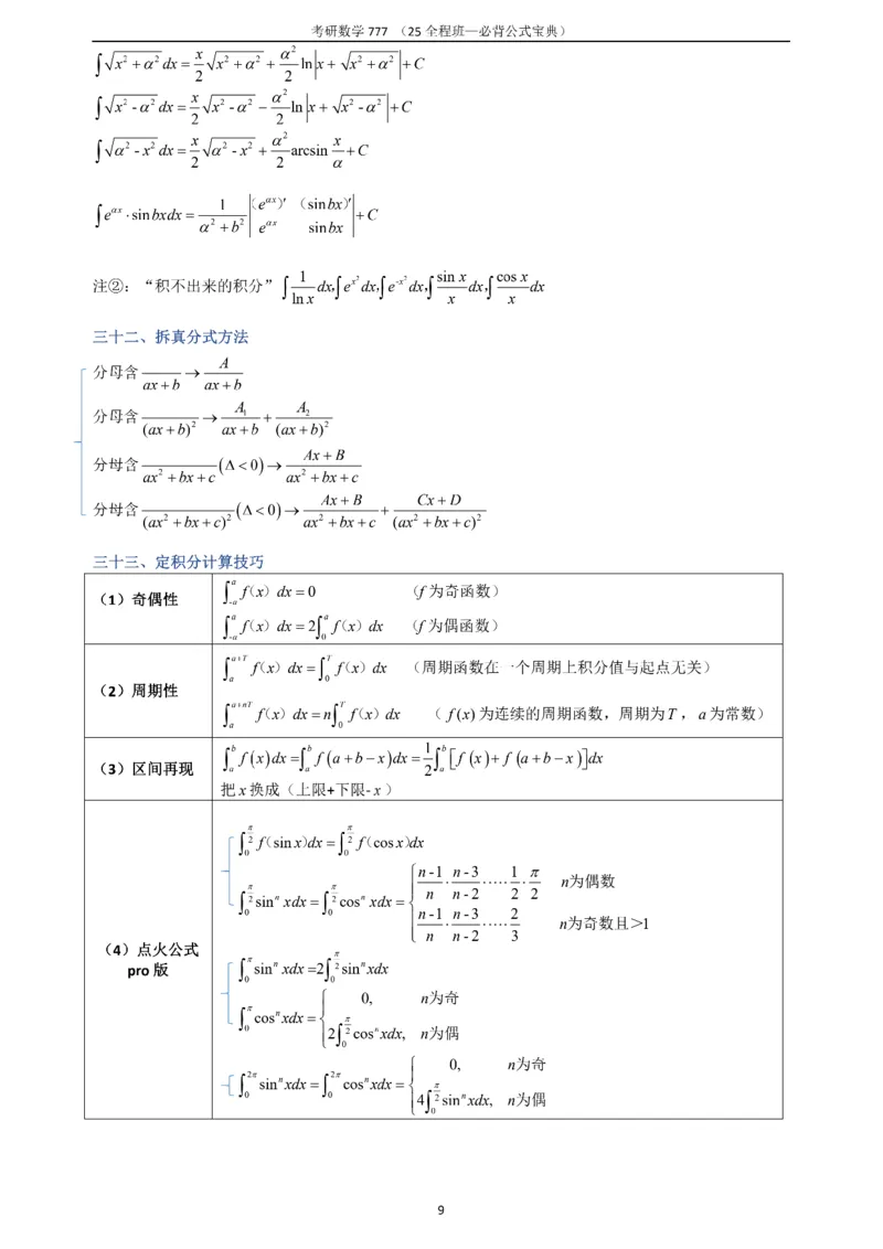必背公式高数篇_27考研真题_考研数学一、二、三历年真题+考研数学资料（1994-2026）_数学《777必备公式》