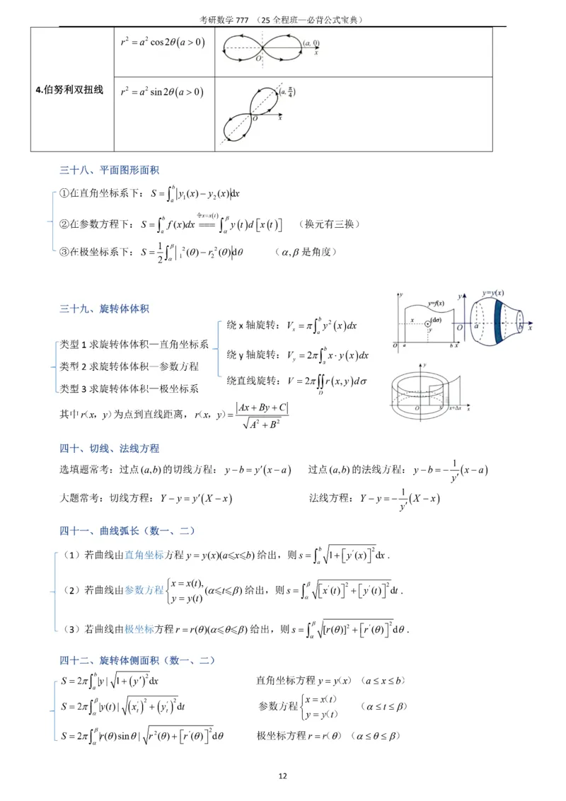 必背公式高数篇_27考研真题_考研数学一、二、三历年真题+考研数学资料（1994-2026）_数学《777必备公式》