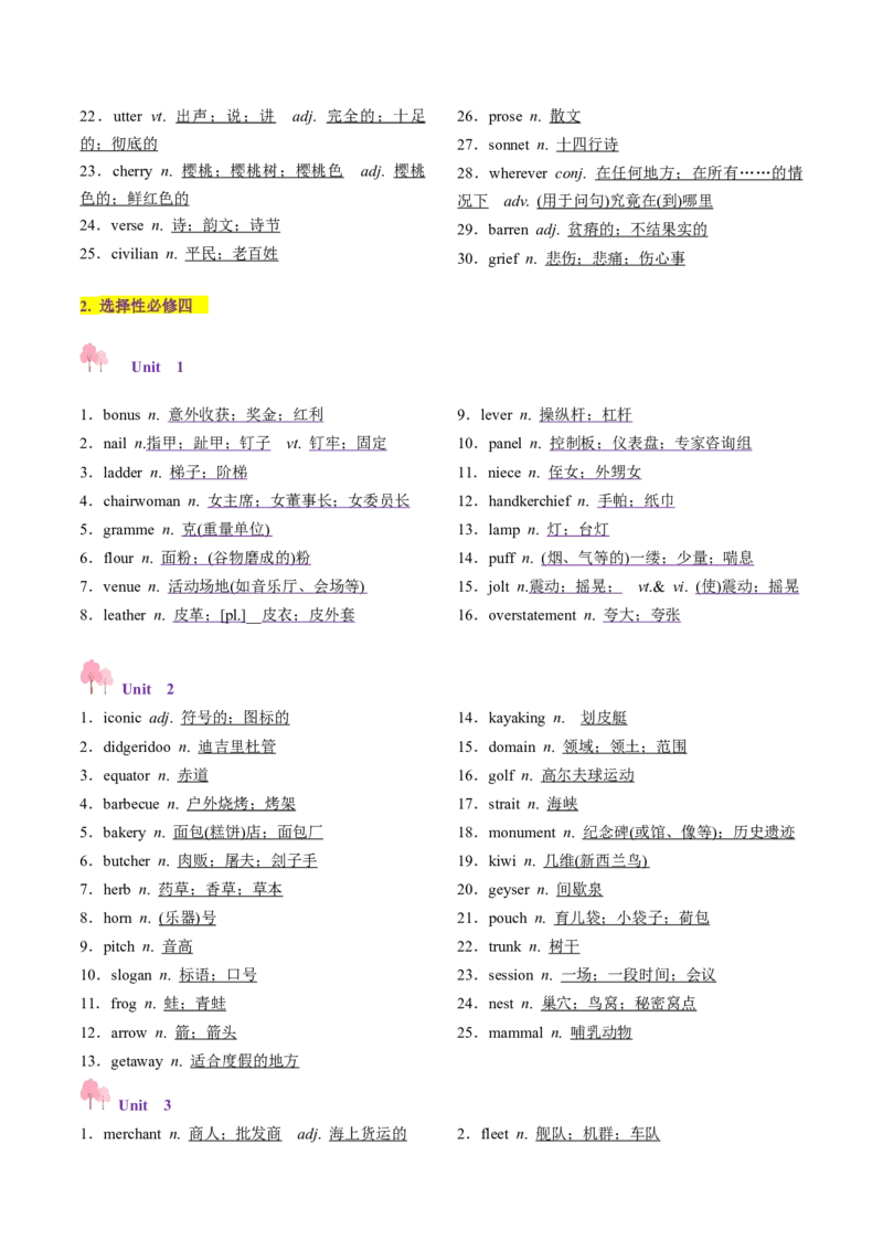 第03讲单词+短语（选择性必修三~选择性必修四）重点易考单词变形+词义辨析（讲义）（原卷版）_03高考英语_2025年新高考资料_一轮复习_词汇
