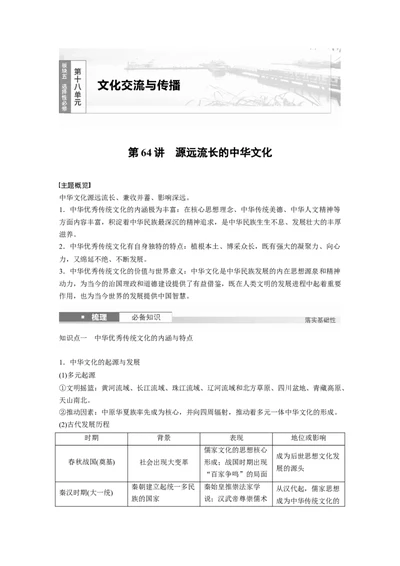 板块五　第十八单元　第64讲　源远流长的中华文化_07高考历史_2025年新高考资料_一轮复习_2025高考大一轮复习讲义+课件精准备考2025年新高三历史一轮复习备课课件（完结）