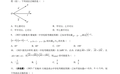 第02讲平面向量的数量积及其应用（练习）（原卷版）_02高考数学_新高考复习资料_2024年新高考资料_一轮复习资料_完2024年高考数学一轮复习讲练测(课件+讲义+练习)（新高考）