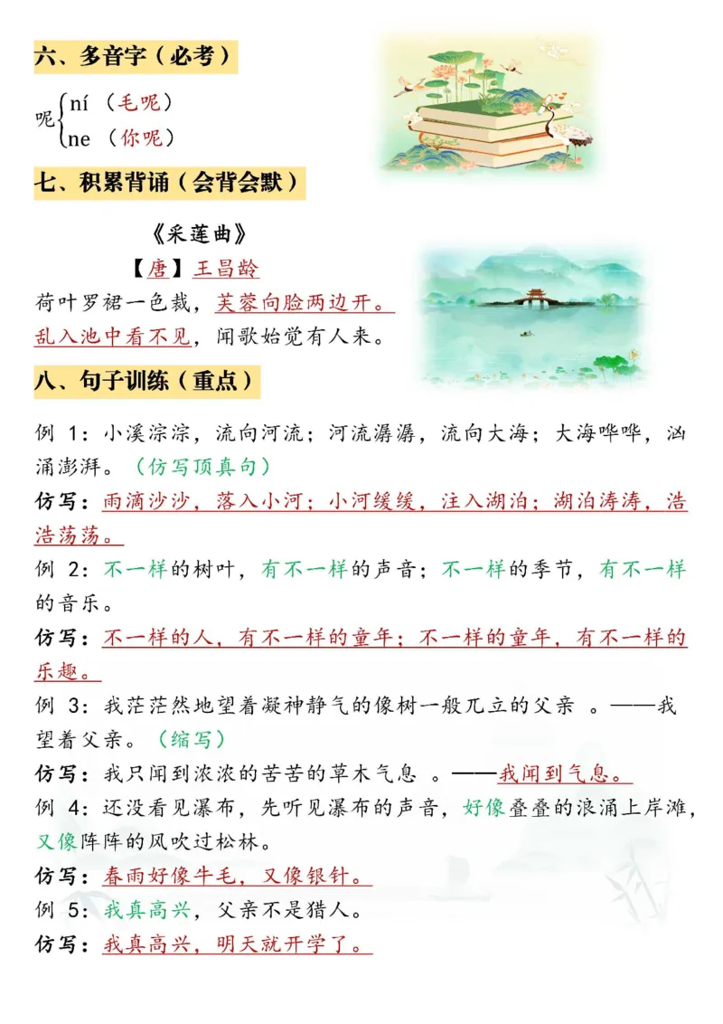 三年级上册语文八大考点总结_小学1-6年级常用的上册资源汇总_三年级上册资料(1)