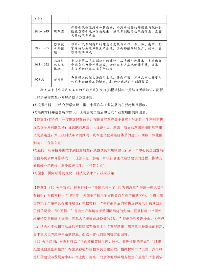 现代交通运输的新变化专项练习--2024届高三历史统编版二轮复习解析版_07高考历史_2024年新高考资料_2.2024二轮复习_2024届高三历史统编版二轮复习专项训练