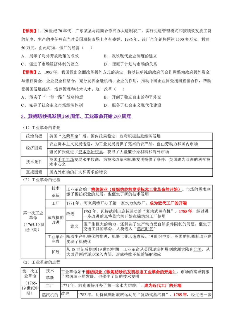 热点03聚焦2025年高考之周年类命题（讲义）（原卷版）_07高考历史_2025年新高考资料_二轮复习_01高考语文等多个文件_上好课2025年高考历史二轮复习讲练测（新高考通用）
