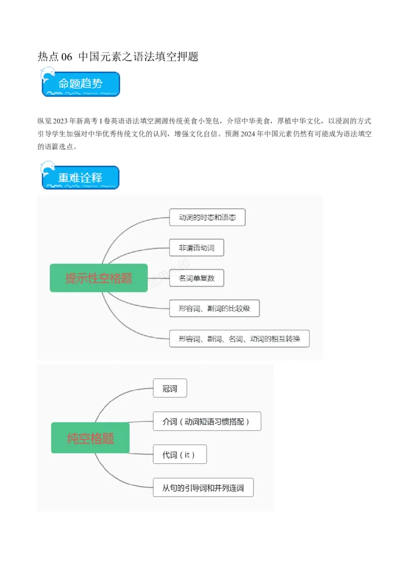 热点06中国元素之语法填空押题-2024年高考英语热点&middot;重点&middot;难点专练（新高考专用）（解析版）_03高考英语_2024年新高考资料_3.2024专项复习
