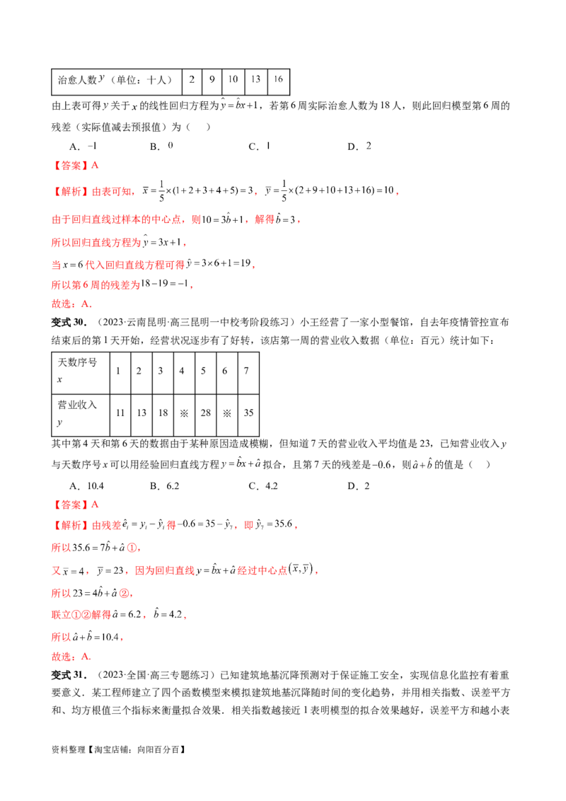 第02讲成对数据的统计分析（五大题型）（讲义）（解析版）_02高考数学_新高考复习资料_2024年新高考资料_一轮复习资料_完2024年高考数学一轮复习讲练测(课件+讲义+练习)（新高考）