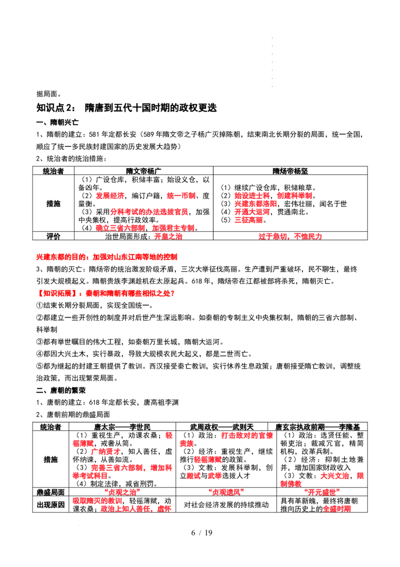 第04讲从三国两晋南北朝到五代十国的政权更迭与民族交融（讲义）（原卷版）_07高考历史_新高考复习资料_2024年新高考复习资料_一轮复习资料_讲义+练习