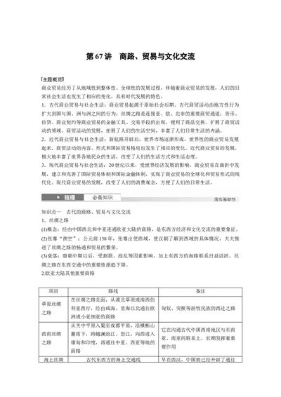 板块五　第十八单元　第67讲　商路、贸易与文化交流_07高考历史_2025年新高考资料_一轮复习_2025高考大一轮复习讲义+课件精准备考2025年新高三历史一轮复习备课课件（完结）
