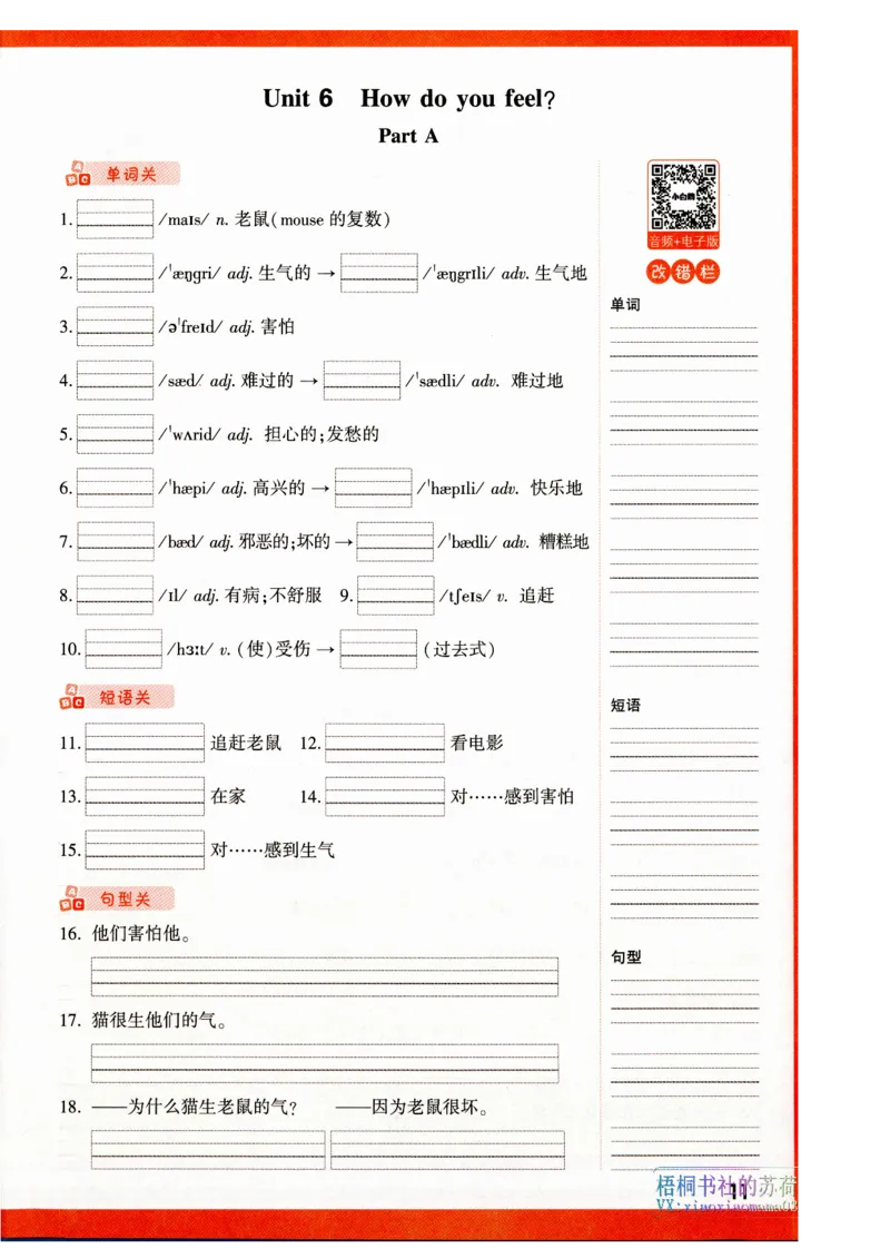 六年级英语上册人教PEP版《小白鸥情境题》教材词句默写_小学1-6年级常用的上册资源汇总_六年级上册资料(1)