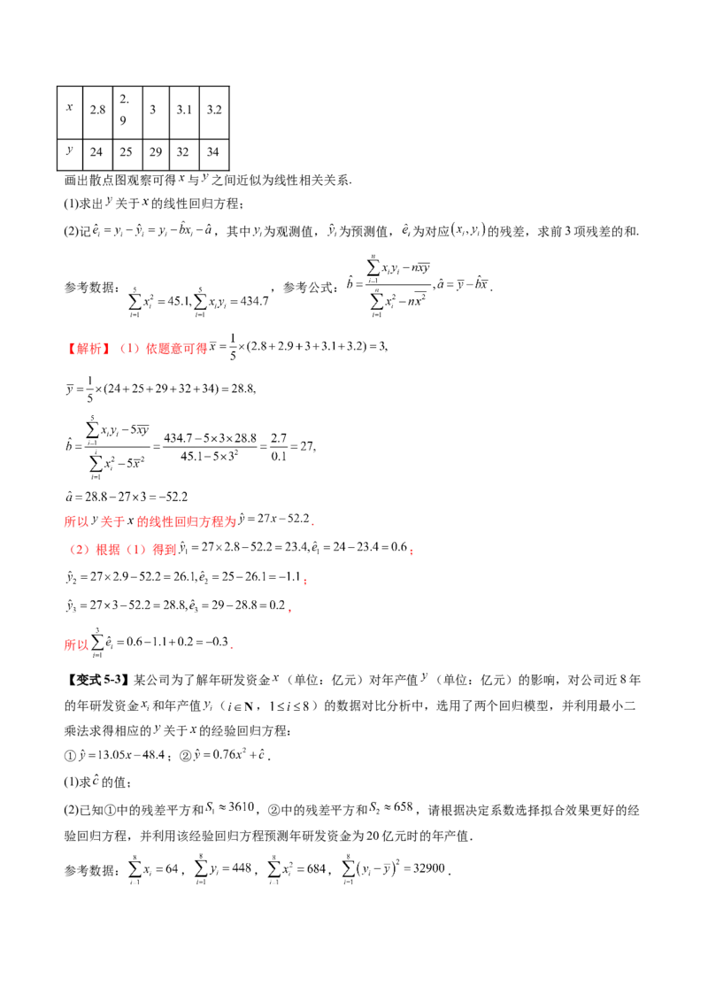 第02讲成对数据的统计分析（五大题型）（讲义）（解析版）_2025年新高考资料_一轮复习_2025年高考数学一轮复习讲练测（新教材新高考，含2024高考真题）