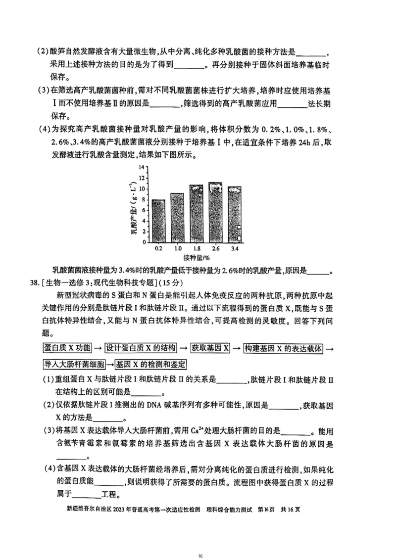 理综试卷公众号：一枚试卷君_05高考化学_高考模拟题_新高考_2023届新疆维吾尔自治区普通高考第一次适应性检测理科综合试题