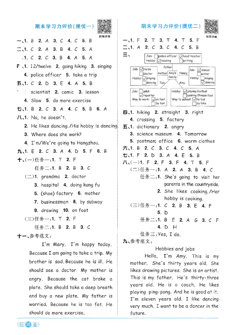 六年级上册2025秋季新版阳光同学提优训练答案_小学教辅2026新版+暑假衔接_25秋《阳光同学课时提优训练》英语人教版3-6年级_六年级